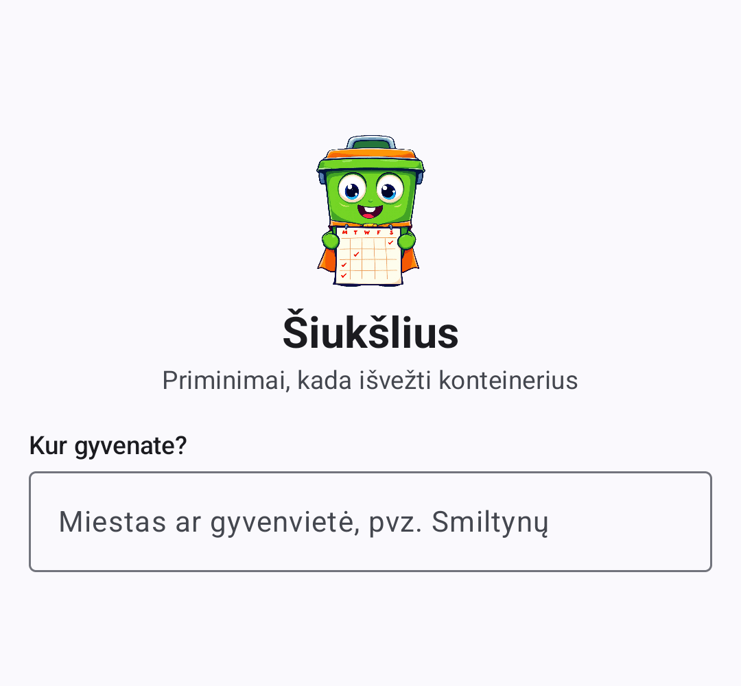 Adreso įvedimo ekranas